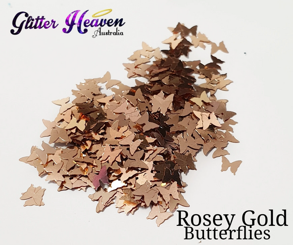 Glitter Heaven Rosey Gold Butterflies