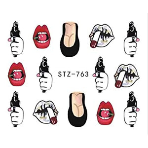Nail Art Stickers 1pc Red Water Decal