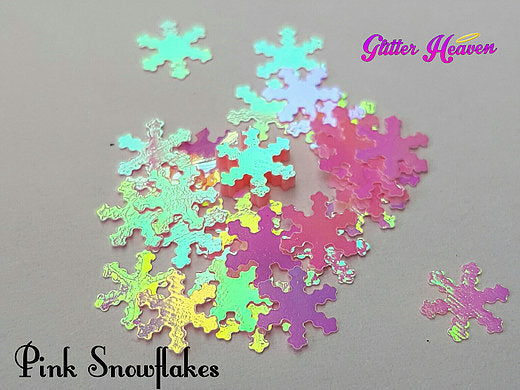 Glitter Heaven Pink Snowflakes